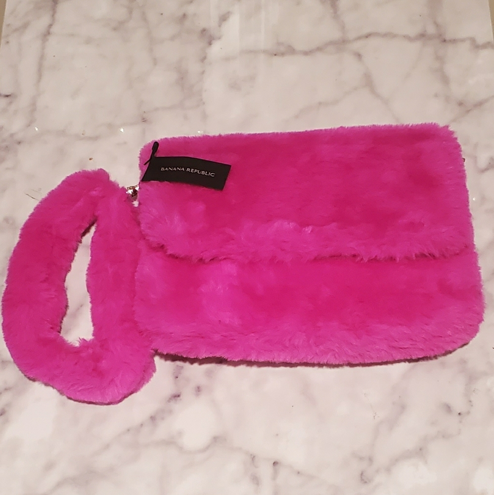 Faux fur wristlet